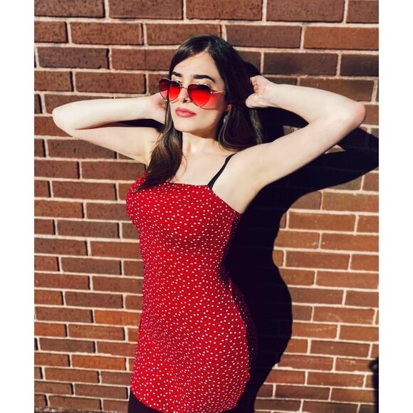 Women Heart Shape Sunglasses Polarized UV400 Metal Frame Fashion Accessories - Picture 6 of 6